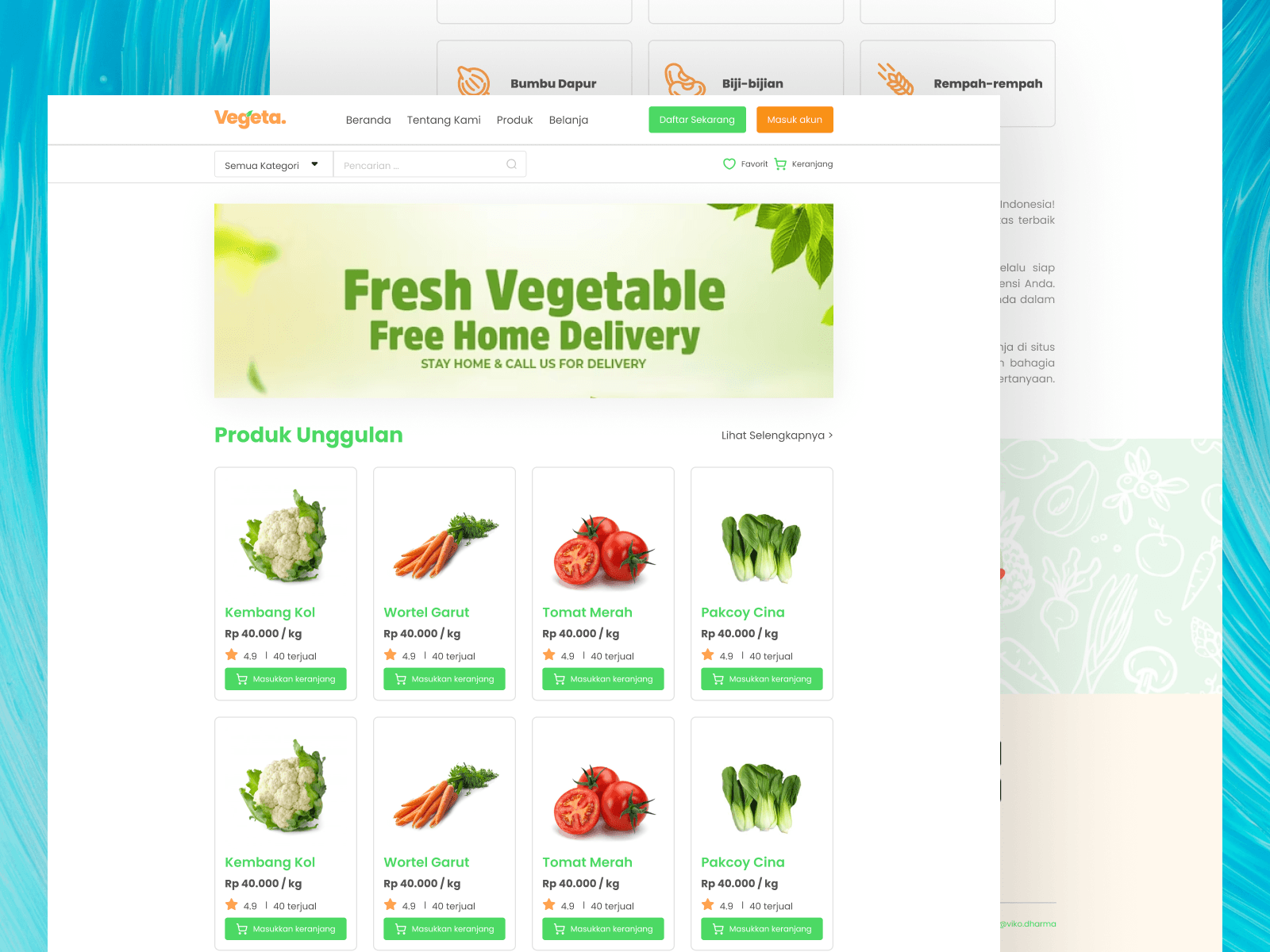 Vegeta - Grocery Shopping Platform - Vegeta is a grocery shopping platform that allows users to shop with a seamless experience.